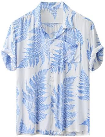 חולצה הוואי של Gdjgta גברים הוואי מזדמנים הדפסת חמניות צבעונית כפתורים לחצני טריקו דש עליון שרוול קצר