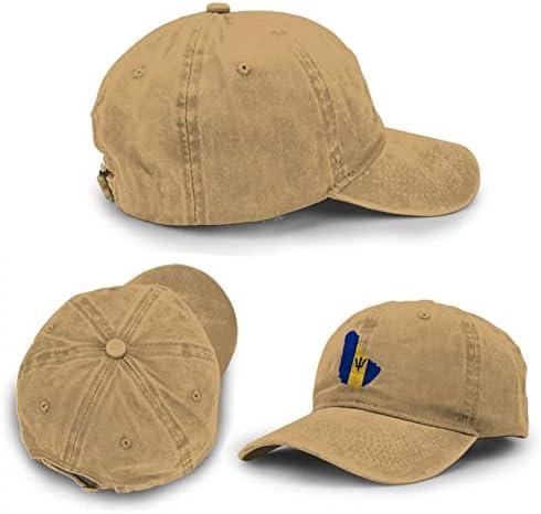 מפת דגל של כובע בייסבול ברבדוס מתכוונן Aldulult Cowboy כובע ספורט אופנה קלאסי עבור נשים גברים