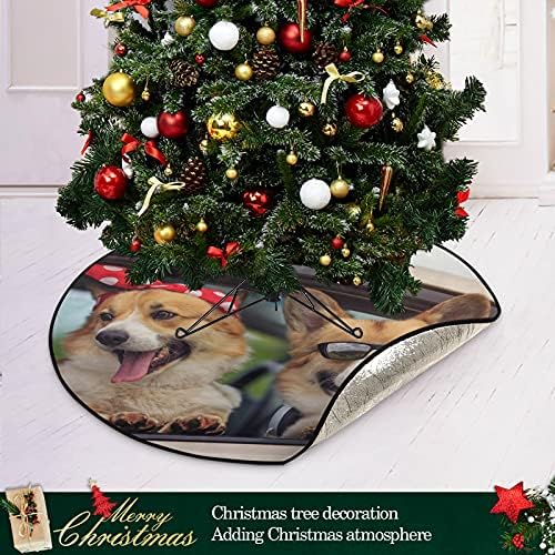 שיגואה כלב מצחיק Chrismtas Tree Stand מחצלת להגנה על רצפה, עץ עץ עמוד מים עמוד עץ מגש מחצלת