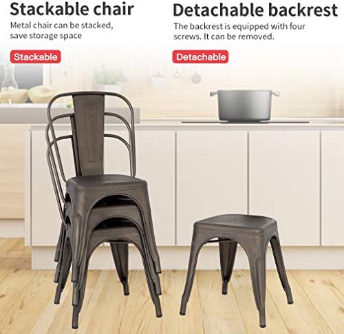 מתכת אוכל כיסאות סט של 4 מקורה חיצוני כיסאות פטיו כיסאות 18 אינץ מושב גובה מתכת מסעדה כיסא לגיבוב כיסא