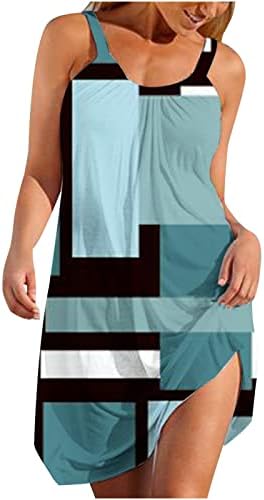 שמלת נשים לקיץ 2023 שמלות חוף מודפסות סקופ ללא שרוולים צוואר סקסית שמלת נדנדה זורמת מזדמנת שמלת נדנדה