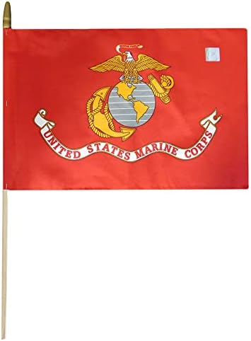 הרבה סיטונאות של 6 חיל הים האמריקני USMC EGA 12 X18 דגל מקל עץ פוליאסטר - מורשה רשמית