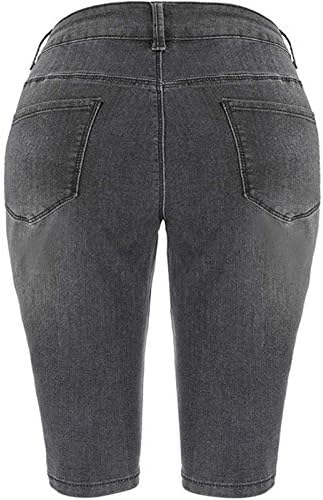 מכנסיים קצרים של נשים ג'ין 7 אינץ 'אינץ' נמתח קרוע במצוקה במצוקה ג'ין מכנסיים קצרים עם מכנסי ג'ינס