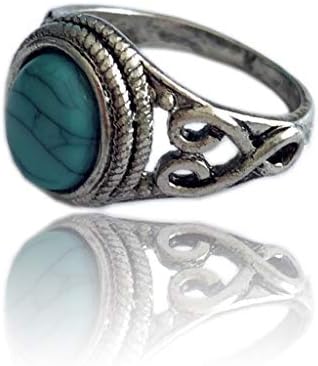 טבעת אירוסין לנשים אופנה מדומה טורקיז אבן חן טבעית טבעת נישואין וינטג 'הבטחה טבעות תכשיטים טבעות הבטחה