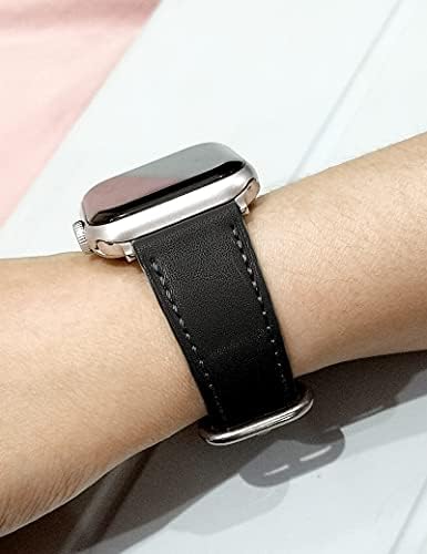 רצועת עור של Apawband תואמת לרצועת Apple Watch 38 ממ 40 ממ 42 ממ 44 ממ, החלפת שעון חכם ספורטי
