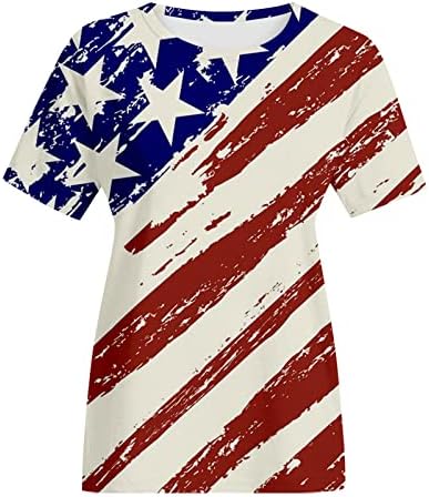 חולצות 4 ביולי נשים דגל אמריקאי חולצה חולצת קיץ מזדמנים