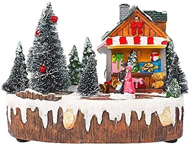 חג המולד שלג בית כפר הוביל אור זורח קישוטים עם מוסיקה חג חג המולד עץ פסטיבל בית בית תפאורה