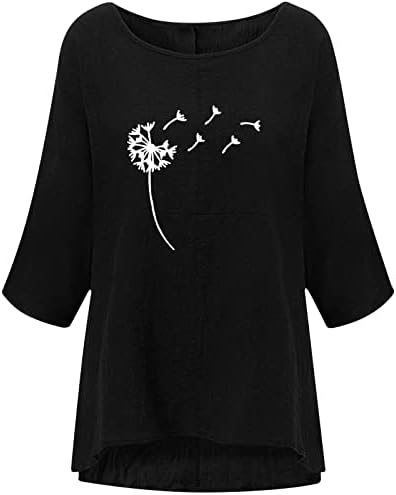 אופנת נשים מודפסת צווארון עגול רופף 3/4 חולצת שרוול סוודר חולצות חולצות חולצות קלות משקל קלות חולצות