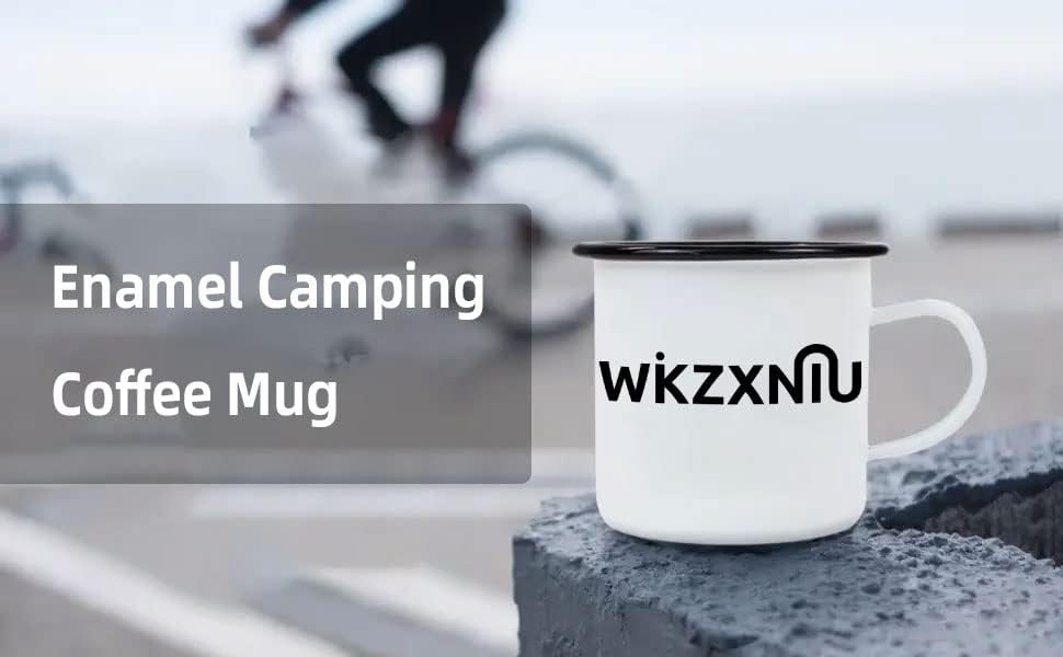 WKZXXNIU אמייל קמפינג ספל קפה עם ידית, מחנה קפה 12 OZ כוסות תה אמייל קטנות לפעילויות פנים וחוץ, 350
