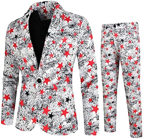 חליפות לנשף של הדפס אופנה לגברים 2 חלקים דקיקים של טוקסידו טוקסידו ומכנסיים מכנסיים צווארון צעיף חליפת