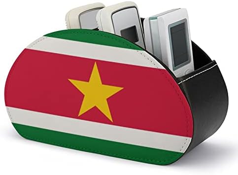 דגל Suriname TV טלוויזיה שלט רחוק מחזיק אחסון מארגן מארגן עם 5 תאים לשולחן העבודה של המשרד הביתי