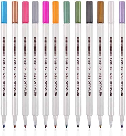 עטים של סמן מתכתי Dyvicl - 12 צבעים קצה עדין קצה קצה מתכת