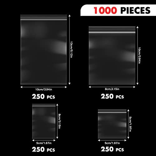1000 יח 'שקיות רוכסן פלסטיק קטנות 4 גדלים שונים, 2 x 2, 2 x 3, 3 x 4, 4 x 5 אינץ