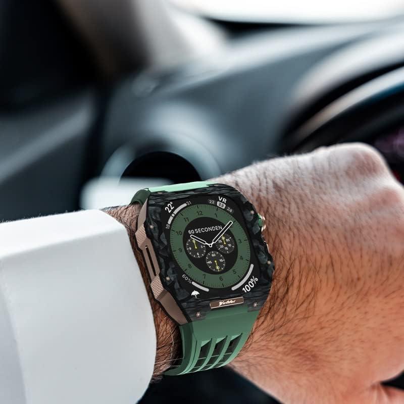 Neyens Watch Watch Bezel סיבי פחמן ， עבור Apple Watch SE/4/5/6/7/8 אביזרי ערכת MOD החלפת Fluororubber