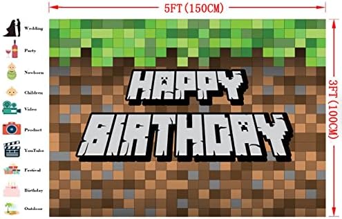 רקע יום הולדת למשחק וידאו פיקסל פוליאסטר 5 על 3 רגל ליום הולדת שמח רקע צילום כריית לכלוך בלוק פיקסל באנר