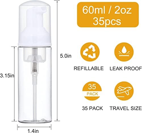 35 יחידות 2 עוז קצף סבון מכשירי מיני ניקוי פלסטיק למילוי חוזר נסיעות בקבוקים עם משאבת עבור יד חיטוי