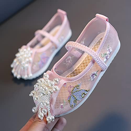 בנות סנדלים רקומים תחתונים שטוחים נעלי תחפושת אופנתיות ביצועי נעלי נסיכה פעוטות