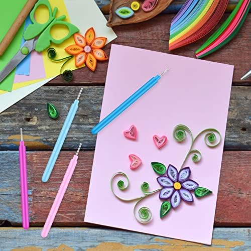 Thinp 16 אריזות כלי נייר, 4 צבעים עט נייר עט מתגלגל עט מחט מחט למלאכת פרחי אמנות DIY