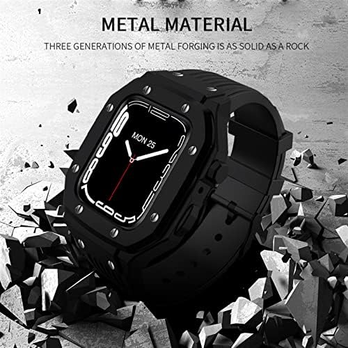 מארז שעון סגסוגת Dyizu לסדרת Iwatch See Cover עבור Apple Watch 7 6 5 44 45 ממ גומי מתכת יוקרה גומי נירוסטה שעון
