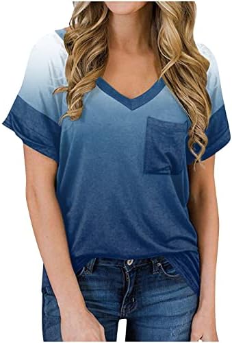 חולצות חולצות נשים 2023 V-VECT כיס הדפסה מזדמן