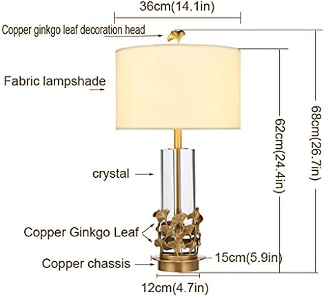 מנורת שולחן מיטה של ​​Sunesa מנורת שולחן נחושת מנורת שולחן קריסטל מנורת סגנון אירופאי בסגנון אירופאי