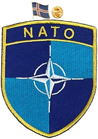 טלאי לוגו של נאטו A-אחד + איסלנד תג מתכת צבאי, תפור אפליקציה לתרמיל תרמיל הילוכים צבא מגפיים מפציצים מגפיים אחידים