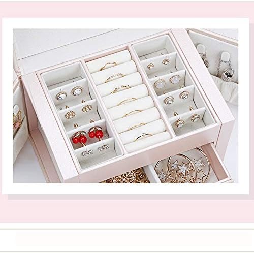 קופסת עור קופסת עור QTT תכשיטים לתכשיטים הקיבולת הגדולה פשוטה עם מראה תכשיטים מגוונים תצוגת תכשיטים