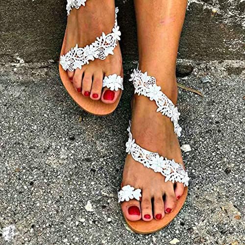 סנדל חוף לנשים תחרה חלולה קליפ קליפ נעללי בוהן בוהן מגלשות אופנה קיץ כפכפים מחליקים על נעלי