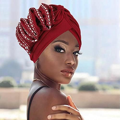 אוריאו נשים אפריקאיות כובע טורבן גביש גביש כפה ראש עטוף ראפל כובע כובע כובע של 2