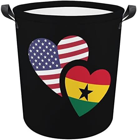 גאנה ארהב דגל סל כביסה מתקפל כביסת בגדי שקית אחסון סל עם ידיות עבור בית מלון