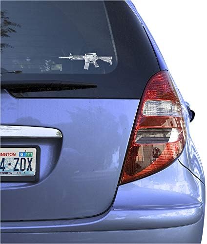 AR15 רובה תקיפה מדבקת מדבקות ויניל ברורה לחלון, אקדח מפורט שלט אקדח עיצוב הדפס-לבן