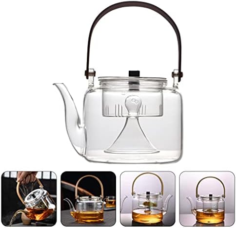 ערכת תה סינית של Cabilock סט תה סיני סט קומקום זכוכית עם מכסה מכסה מכסה תנו