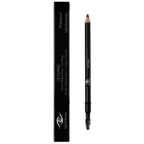 חיבוק עיניים ליז קלאסי: עיפרון גבות עץ אפור בינוני חם-עיפרון עמיד למים, כפול קצה עם מחדד ומברשת