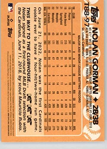 2023 Topps 1988 בייסבול T88-97 Nolan Gorman RC טירון סנט לואיס קרדינלס כרטיס מסחר בייסבול