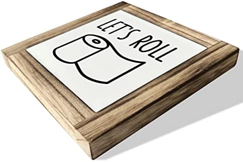 שלט פלאק מעץ מצחיק, בואו להתגלגל, עץ עץ קופסא עץ שולחן עיצוב 5.9 × 5.9 × 0.7 אינץ