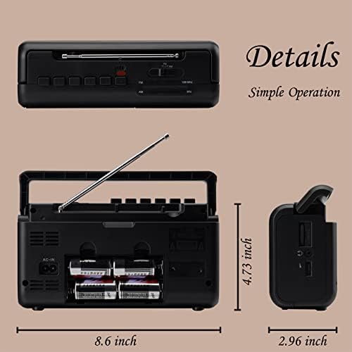 G Keni Cassette Cassette Player Boombox AM/FM סטריאו רדיו, מקליט נגן קלט