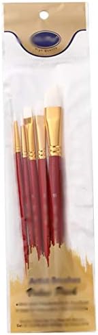 QJPaxl 5 יחידות/הרבה מברשת צבעי מים סט עץ ידית עץ ניילון מברשת עט עט שמן מקצועי ציור ציור ציוד אמנות