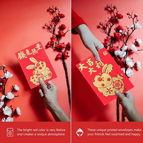 מעטפות מזומנים הסיני הונג באו סיני אדום מעטפות 2023 מזל כסף מעטפות עם ארנב קריקטורה דפוסים הבלטה