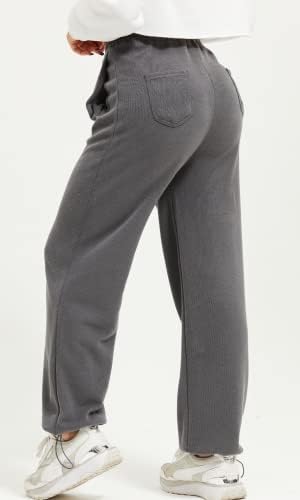 מכנסי טרנינג תחתונים של פיזאק לנשים עם כיסים נוחות מכנסי טרנינג עם מותניים גבוהים מכנסי טרקלין רחבים