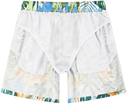 מכנסי לוח קצרים למותניים אלסטיות לגברים שחייה בוקסר מכנסיים קצרים משיכת הדפסה טרופית חופשת ספורט ספורט