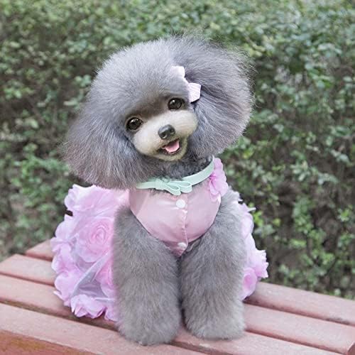 אופנה מתוק גור כלב עלה פרח נסיכת חצאית לחיות מחמד כלב קפלים חולצה טוטו ורוד שמלת רוזט & מגבר; קשת שמלות
