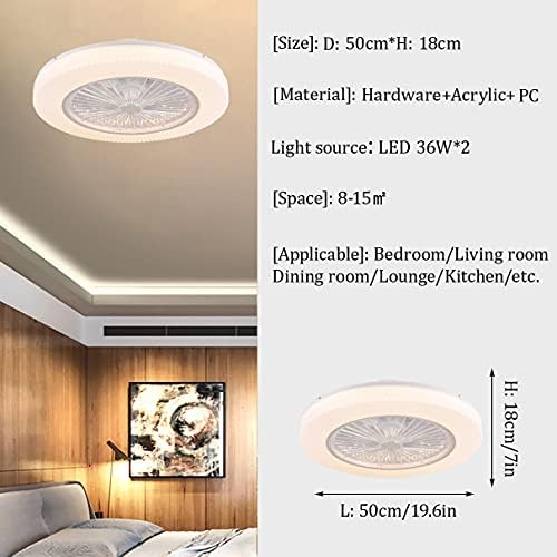 מאוורר תקרת חדר שינה של ניאוצ'י עם תאורת מאוורר אילם קליל 3 מהירויות לעומק LED לעומק נורית תקרת