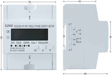 שלב יחיד שלב יחיד 220V 50/60Hz 65A DIN מסילה WiFi חכם מד אנרגיה טיימר צג KWH Meter Wattmeter