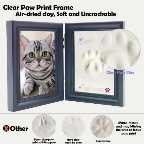 ערכת הדפסת כפות כלב או חתול עם תכשיטים זולים, ערכת רושם הדפסת כפות חיות מחמד עם 2 חימר, מסגרת