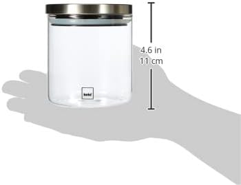 צנצנות אחסון קלה להגדיר בייקר 0,6 ליטר זכוכית / נירוסטה, שקוף / כסף, 9.5 איקס 9.5 איקס 11 ס מ