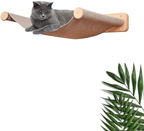 מושב ערסל חתול רכוב על קיר עם שני שלבים לחתולים מקורה - מדפי קיר ומוטות חתול גדולים, מדף חתול צף לקיר,
