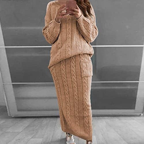 חליפת סוודר נשים סקסית מחוץ לכתף יתר על המידה כבל שרוול ארוך סרוג סרוג 2 יחידות סריגים מכנסיים ארוכים