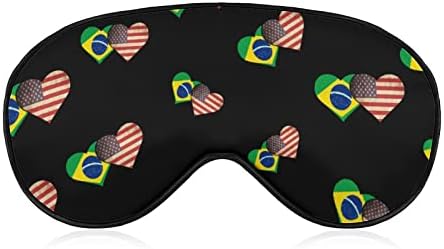 דגל ברזילאי ודגל אמריקאי ישן מסכת עיניים מכסה עיניים חמודה כיסוי עם רצועה מתכווננת לנשים לילה גברים
