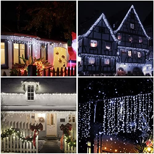 אורות קרח חג המולד של Brightdeck 200 LED 47.6 ft 40 טיפות 8 מצבים אורות לחג המולד מגניבים למים אורות מיתר לחג לחג