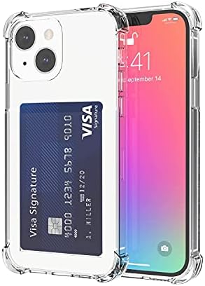 Wuwedo לאייפון 13 מארז קלף נקה, מארז ארנק דק דק של TPU דק עם מחזיק כרטיס תואם ל- Magsafe